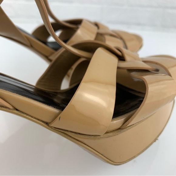 Saint Laurent Tribute Patent Leather Sandal Heels Size 39.5 - Picture 16 of 16
